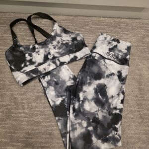 SoulCycle Black and White Tie-Dye Activewear Set